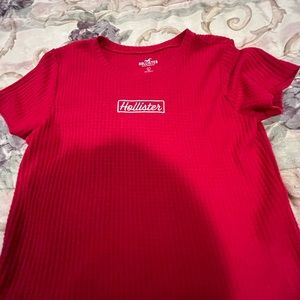 Hollister red waffle shirt size large